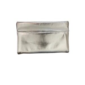 Jane Shilton London Vintage Metallic Silver Leather Clutch Evening Bag Handbag